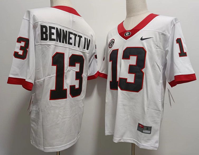 Men Georgia Bulldogs #13 Bennett IV White 2024 Nike Vapor NCAA Jersey style 1